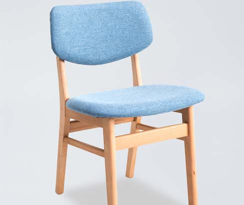dc93 colored blue upholstered wooden legs chair