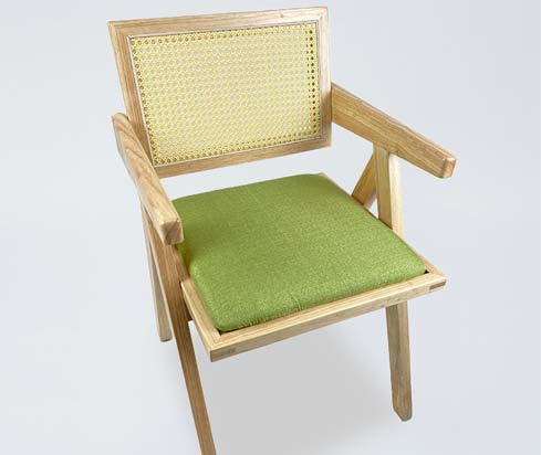 dc83 solid wood rattan back upholstered leisure chair