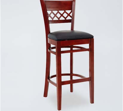 BS07 Cross Back Wooden Upholstered Bar Stool