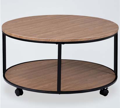 CT8 Wooden Double-Deck Coffee Table With Metal Frame