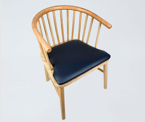 Wooden Upholstered Windsor Chair With Armrest