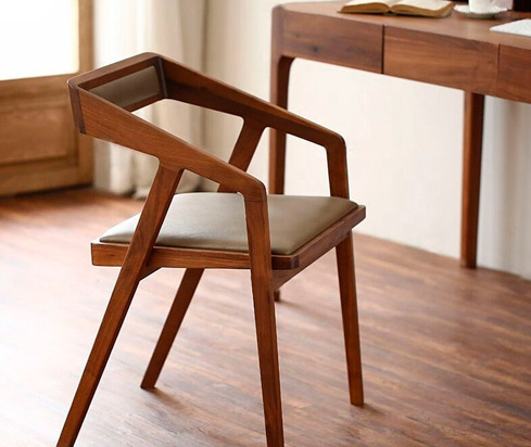 dc77 morden design wooden armrest katakana dining chair 4